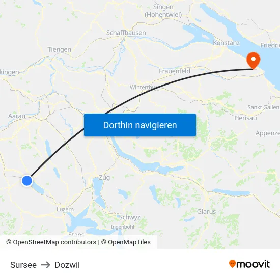 Sursee to Dozwil map
