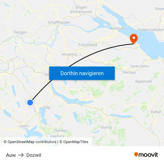 Auw to Dozwil map