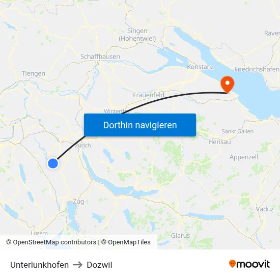 Unterlunkhofen to Dozwil map