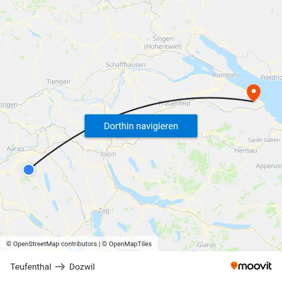 Teufenthal to Dozwil map