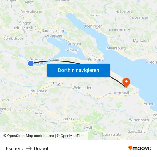 Eschenz to Dozwil map