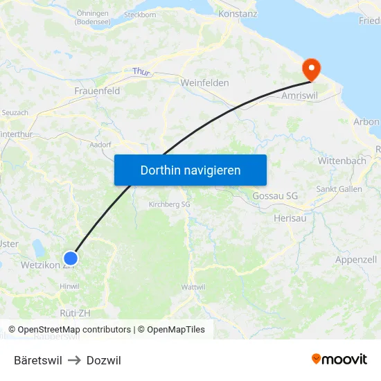 Bäretswil to Dozwil map