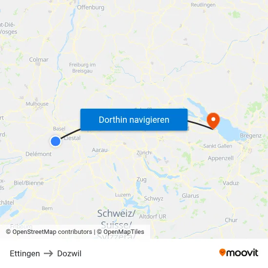 Ettingen to Dozwil map