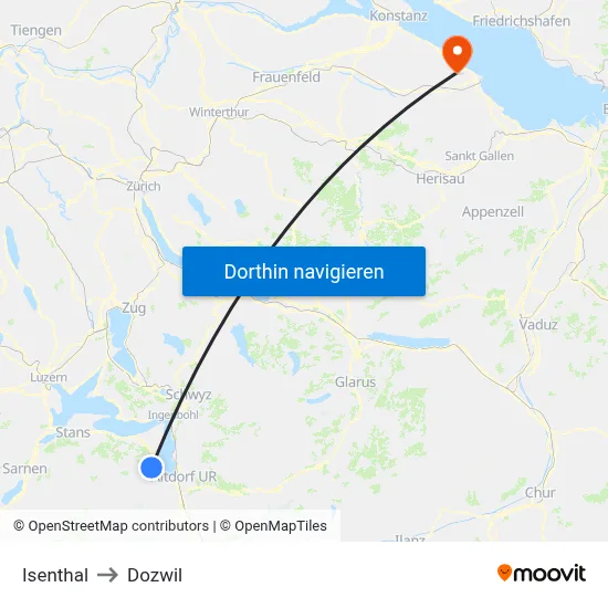 Isenthal to Dozwil map
