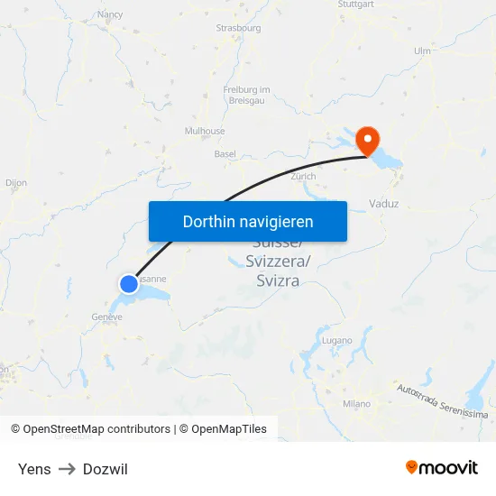 Yens to Dozwil map