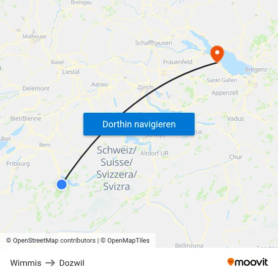 Wimmis to Dozwil map