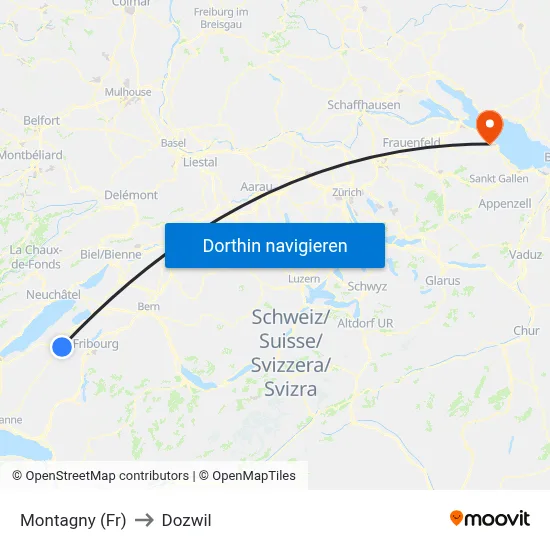 Montagny (Fr) to Dozwil map