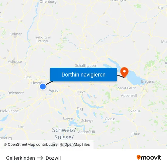 Gelterkinden to Dozwil map