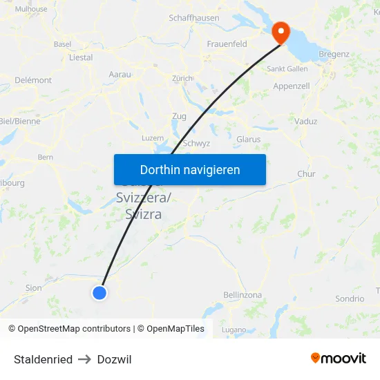 Staldenried to Dozwil map