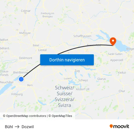 Bühl to Dozwil map