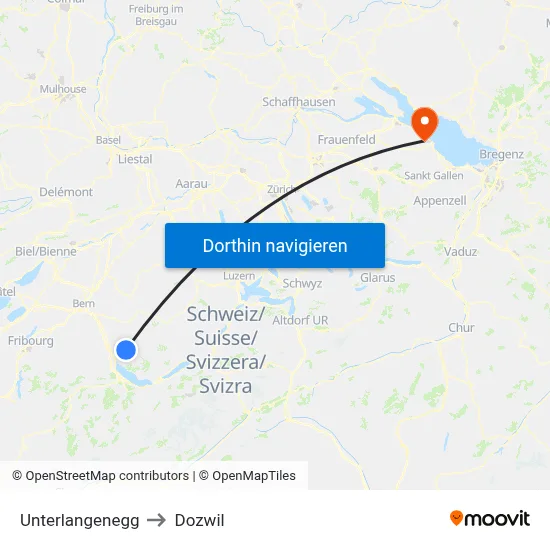 Unterlangenegg to Dozwil map