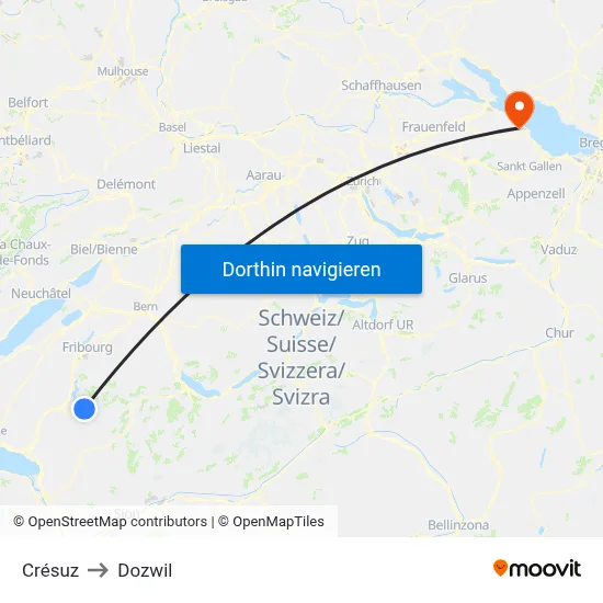 Crésuz to Dozwil map