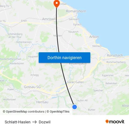 Schlatt-Haslen to Dozwil map
