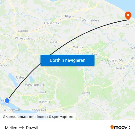 Meilen to Dozwil map