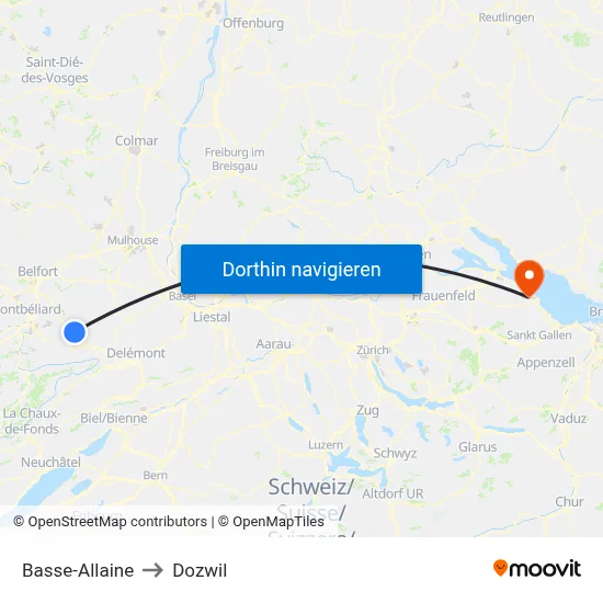 Basse-Allaine to Dozwil map