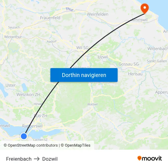Freienbach to Dozwil map