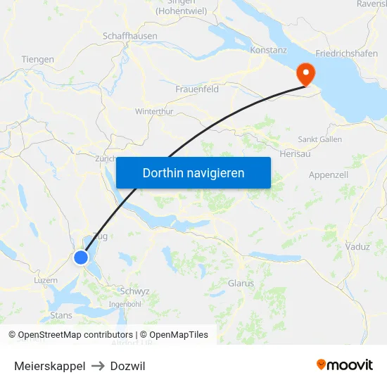 Meierskappel to Dozwil map