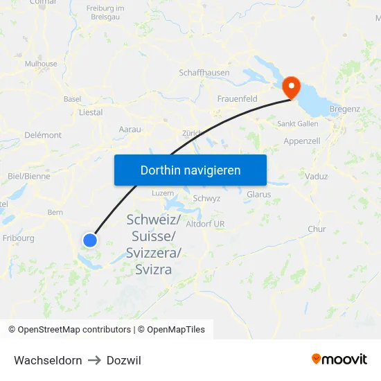 Wachseldorn to Dozwil map