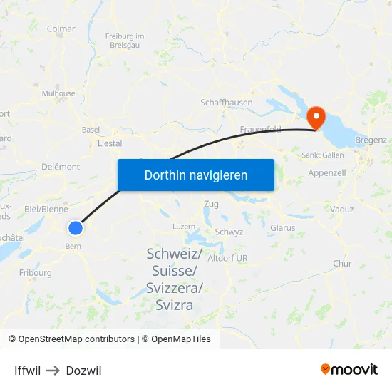 Iffwil to Dozwil map