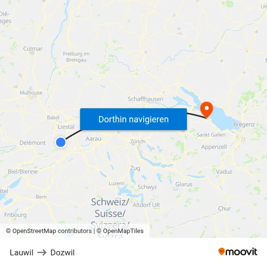 Lauwil to Dozwil map