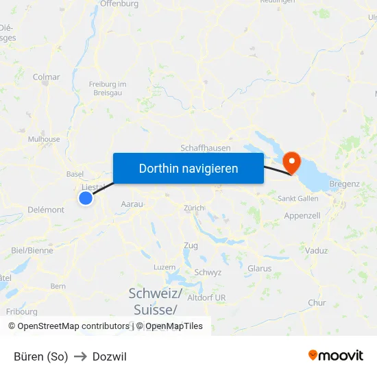 Büren (So) to Dozwil map