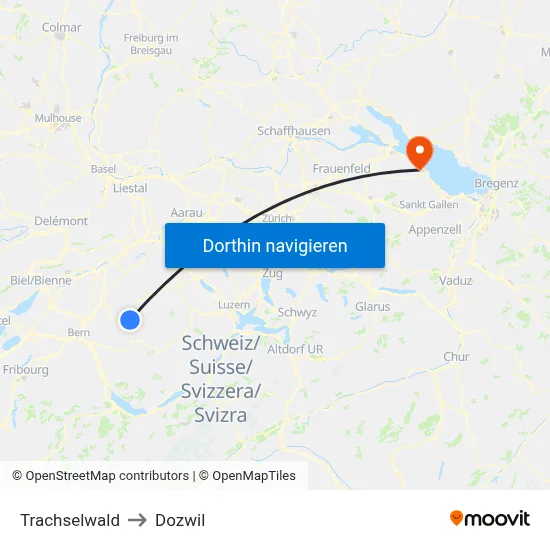 Trachselwald to Dozwil map