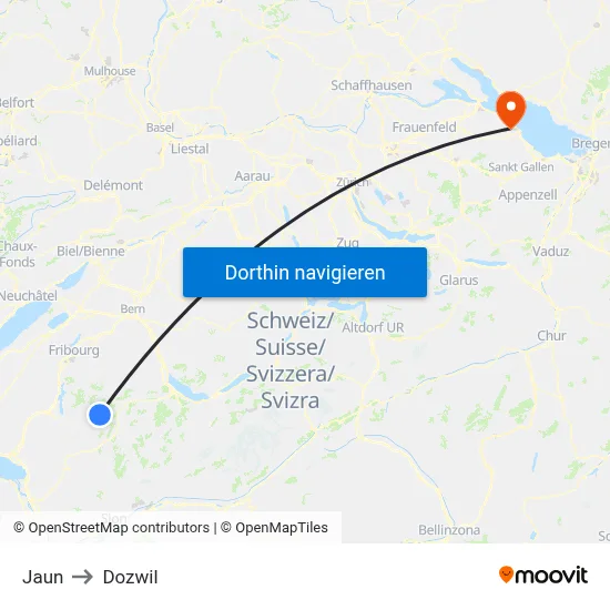 Jaun to Dozwil map