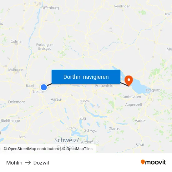 Möhlin to Dozwil map