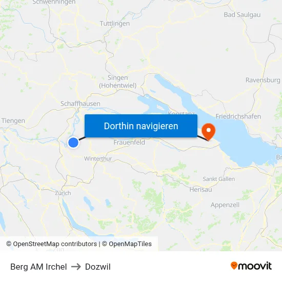 Berg AM Irchel to Dozwil map