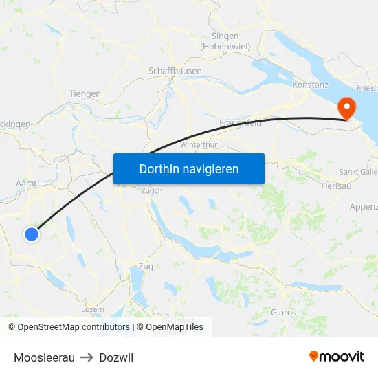 Moosleerau to Dozwil map