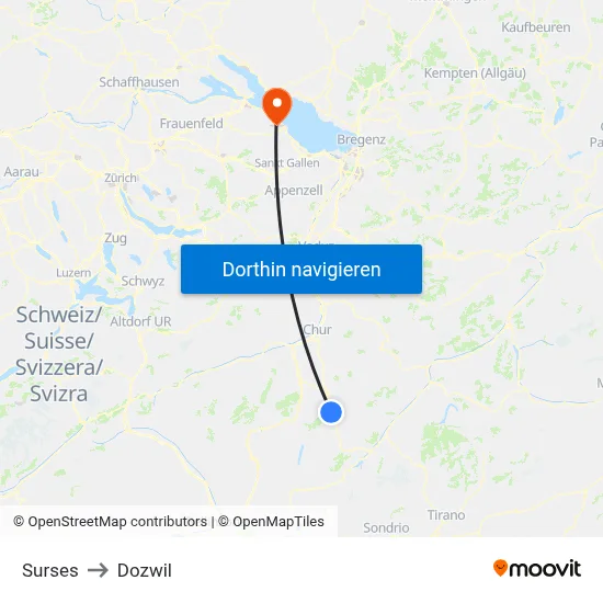 Surses to Dozwil map