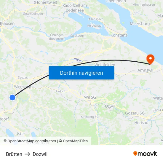 Brütten to Dozwil map