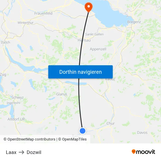Laax to Dozwil map