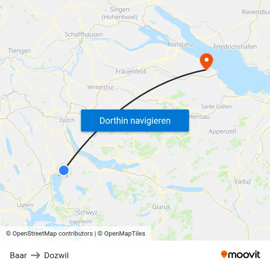 Baar to Dozwil map