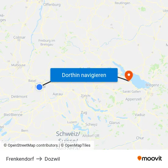 Frenkendorf to Dozwil map