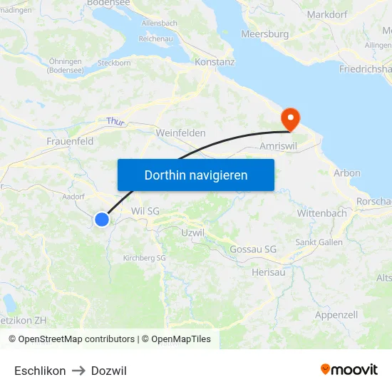 Eschlikon to Dozwil map