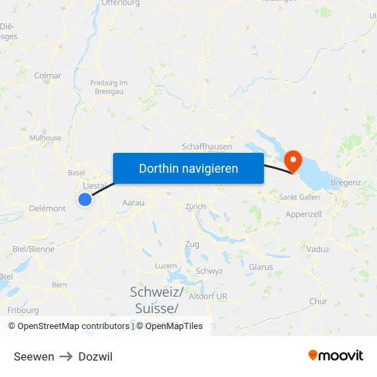 Seewen to Dozwil map