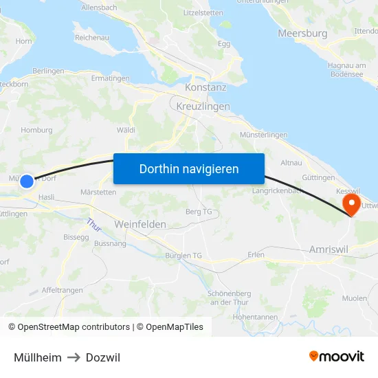 Müllheim to Dozwil map