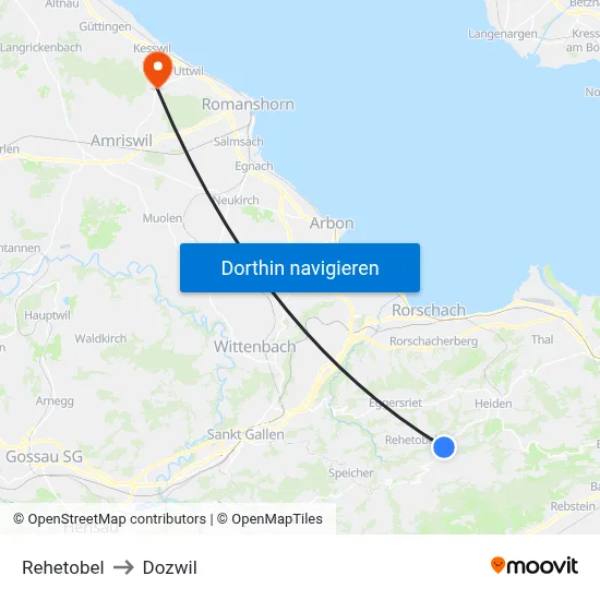 Rehetobel to Dozwil map