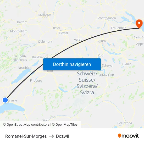 Romanel-Sur-Morges to Dozwil map