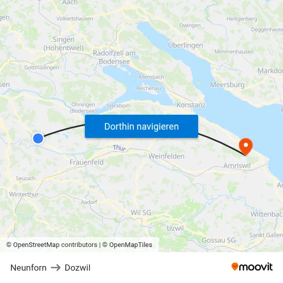 Neunforn to Dozwil map