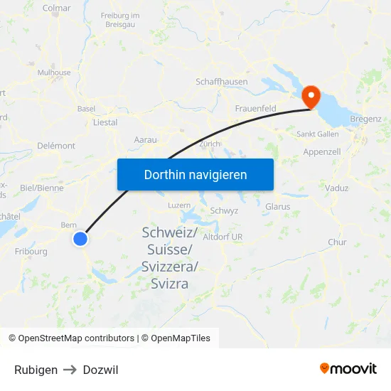 Rubigen to Dozwil map