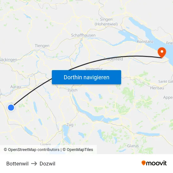 Bottenwil to Dozwil map