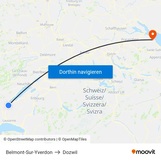 Belmont-Sur-Yverdon to Dozwil map