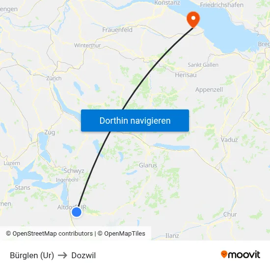 Bürglen (Ur) to Dozwil map