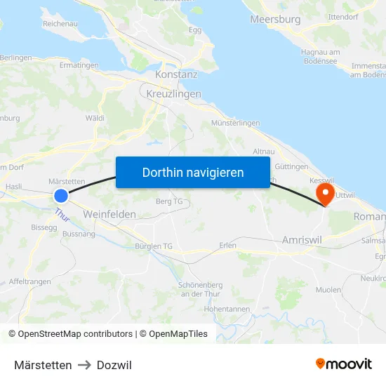 Märstetten to Dozwil map