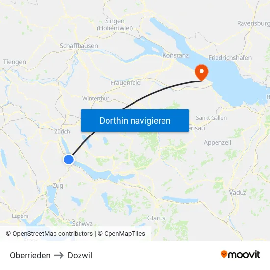 Oberrieden to Dozwil map