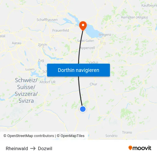 Rheinwald to Dozwil map