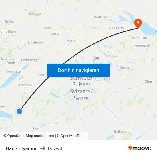 Haut-Intyamon to Dozwil map