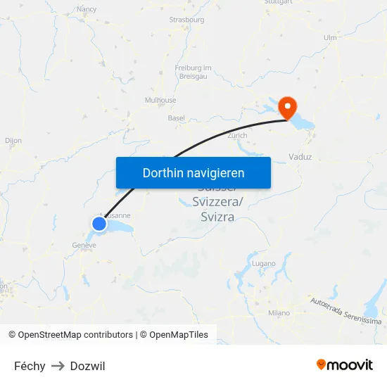 Féchy to Dozwil map